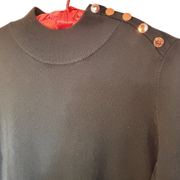 Calvin Klein Forest Green Soft Sweater Gold Button Detail Womens Size M - Picture 4 of 8